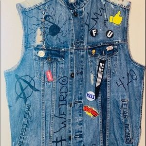 Completely customized Jean jacket turned into vest